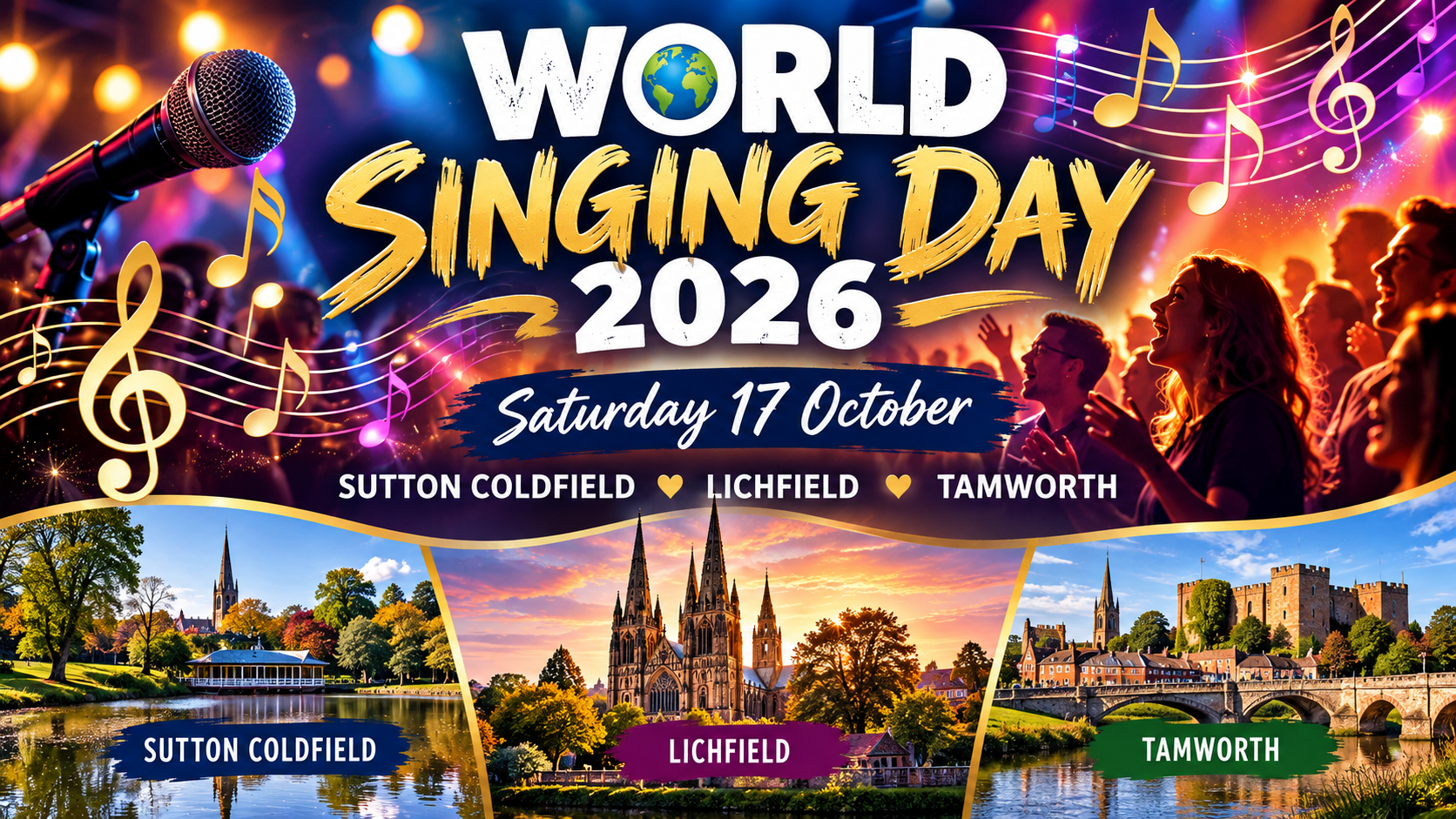 World Singing Day 2026 celebrating live music and community singing in Sutton Coldfield, Lichfield and Tamworth