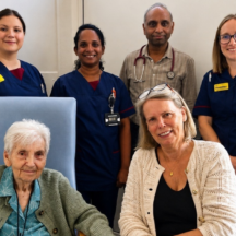 Good Hope Hospital healthcare staff pictured with two women at the hospital in Sutton Coldfield.